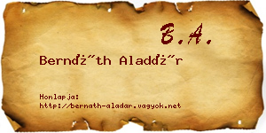Bernáth Aladár névjegykártya
